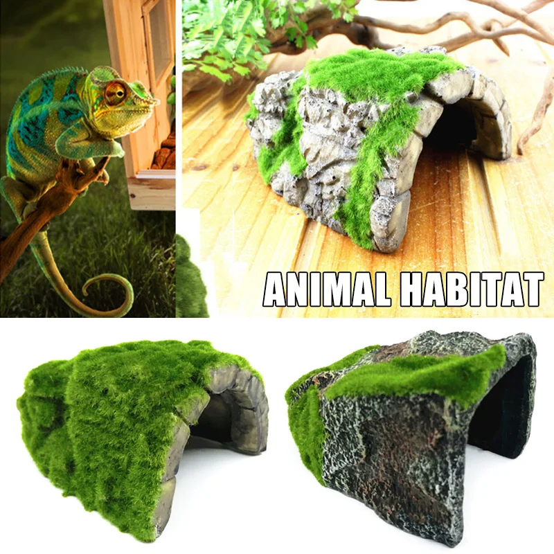 

Reptiles Habitat Decoration Hiding Cave Fish Turtle Tank Basking Ornament TT-best