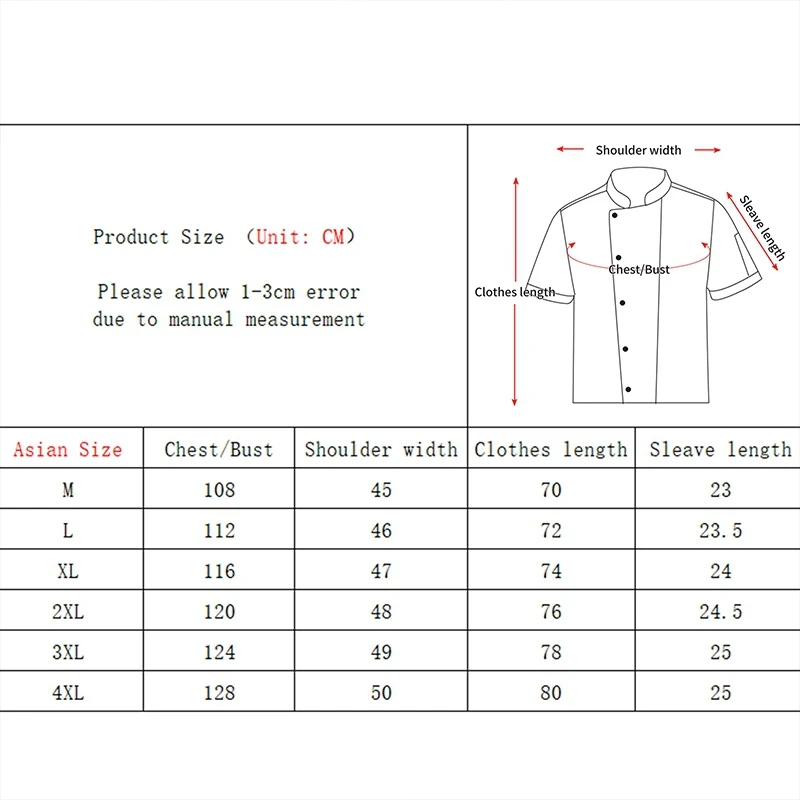 

Summer Chef Uniform for Men Women Kitchen Cook Uniform Breathable Restaurants Chef Jacket Bakery Barbecue Waiter Workwear