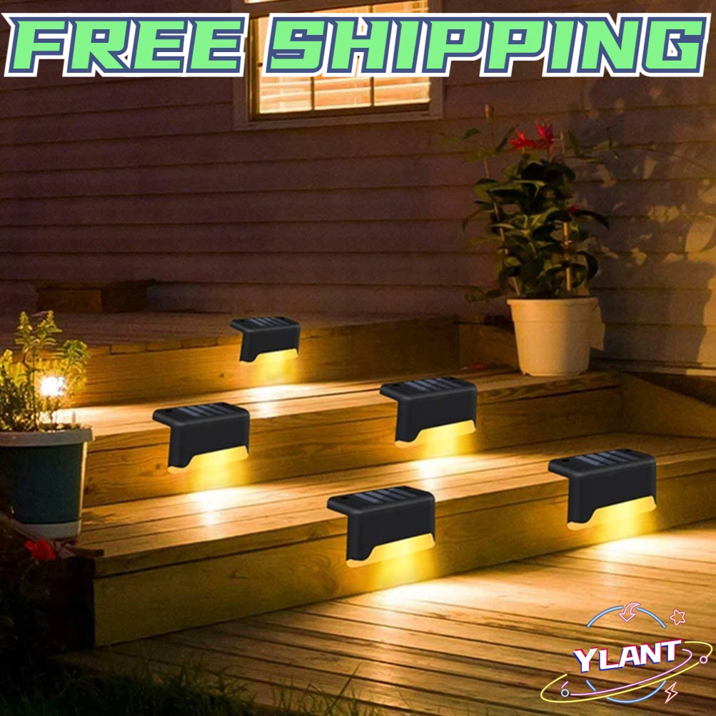 

1/4/8/16pcs LED Solar Lamp Path Stair Outdoor Waterproof Wall Light Garden Landscape Step Deck Lights Balcony Fence Solar Lights