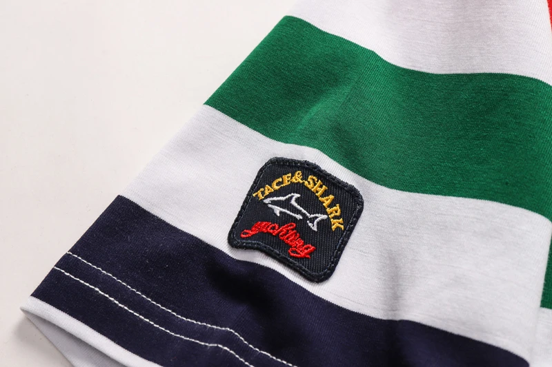 

Polo men TACE&SHARK Short sleeve shirt cotton 2021 new summer thin Business embroidery stripe Comfortable free shipping