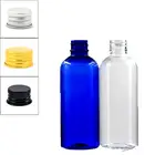Пустые пластиковые бутылки 100 мл, синяяпрозрачная ПЭТ-бутылка с золотойсеребряной подкладкой, алюминиевая серебряная крышка X5