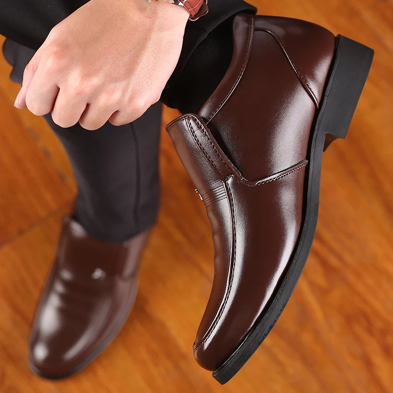 New 2020 Men Winter Boots Black Leather Ankle Plus Velvet Thicken Fur Male Shoes Footwear Keep Warm Adult Office Business | Обувь