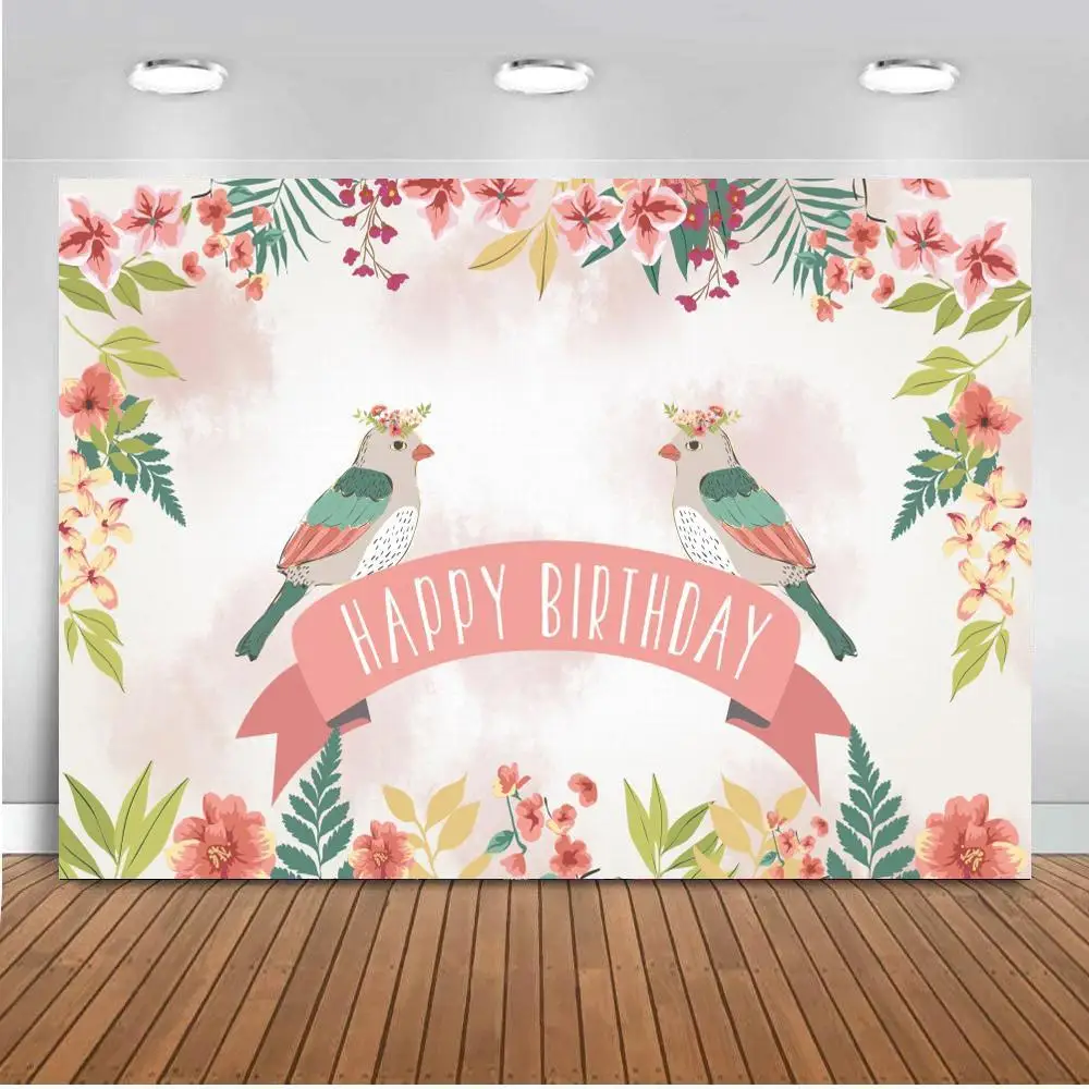 

Birds On Banner Flower Photo Backdrops Baby Shower Neborn Birthday Party Photozone Photography Background