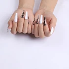 Обычная стильная абстрактная чернильная живопись, смешанный белый сверхдлинный пресс для накладных ногтей Fakenails SM14210803