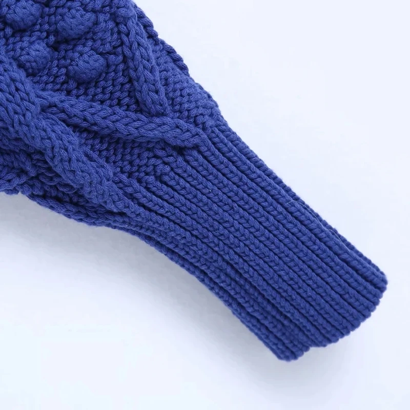 

Women Mock Neck Long Sleeve Crochet Knitting Sweater Female Chic Design Pullover Casual Lady Loose Tops SW1191