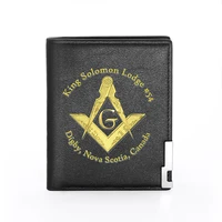 king solomon lodge canada masonic wallet men women leather credit card holder short purse money bag high quality