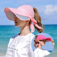 new summer womans sun hat scalable brim empty top baseball cap uv protection beach sun visor hats for women