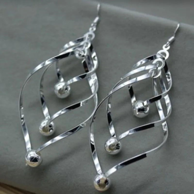 

Women's Fashion Silver Plated Dangle Drop Earrings Long Tassel Beads Earrings Party Women's Earrings Band Jewelry