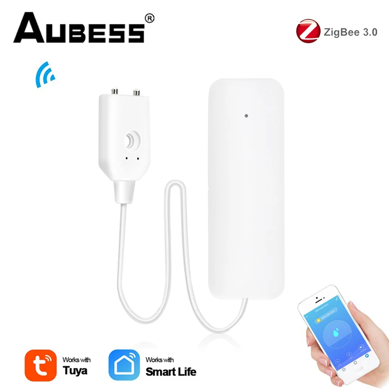 

Датчик утечки воды Tuya Zigbee, детектор с оповещением о переполнении, с системой сигнализации, работает со шлюзом Zigbee