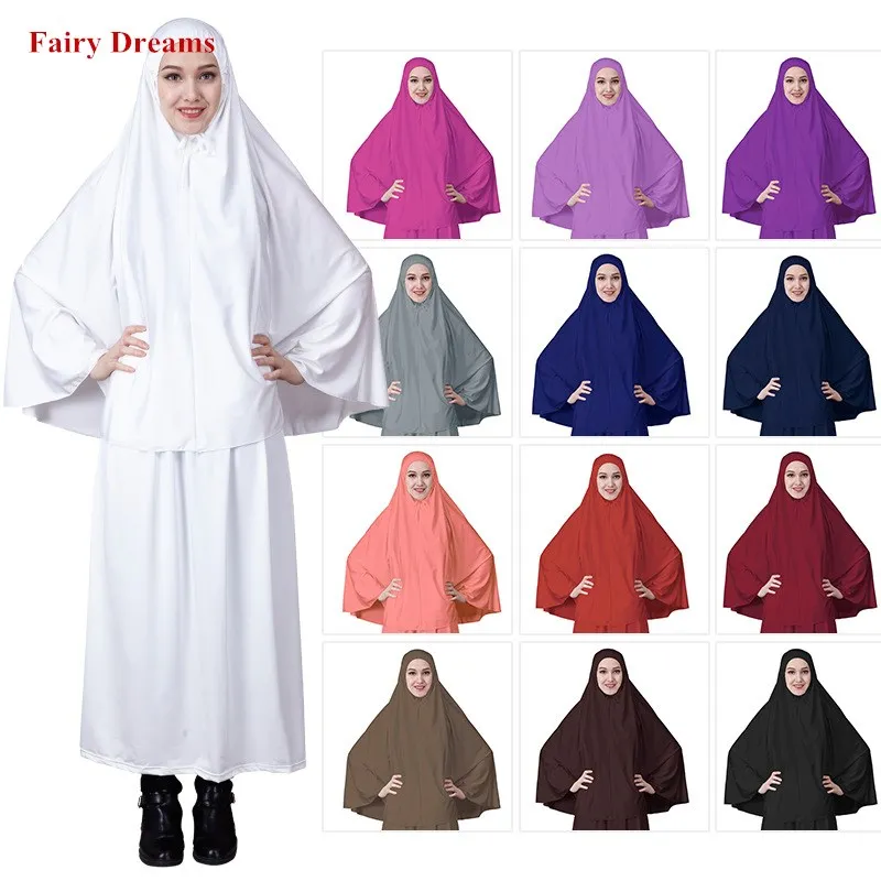 Мусульманский Хиджаб топ и платье комплект из 2 предметов для женщин исламское