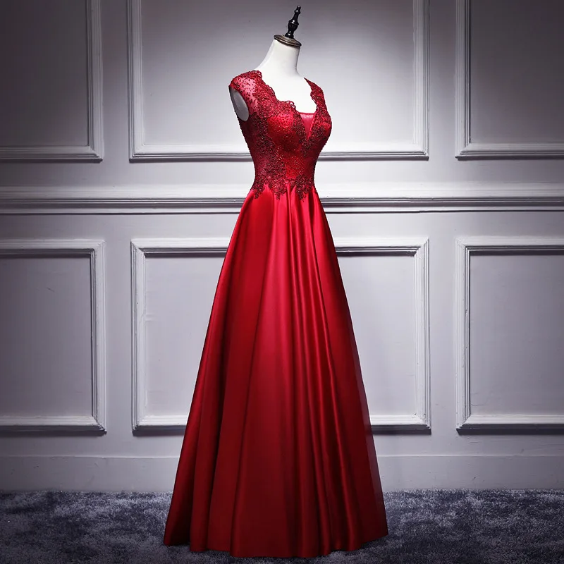 Chinese wedding dress Women Sleeveless Dress Female Business Gowns Sexy Lace red Full Length Slim Dresses Elegant Party Gown |