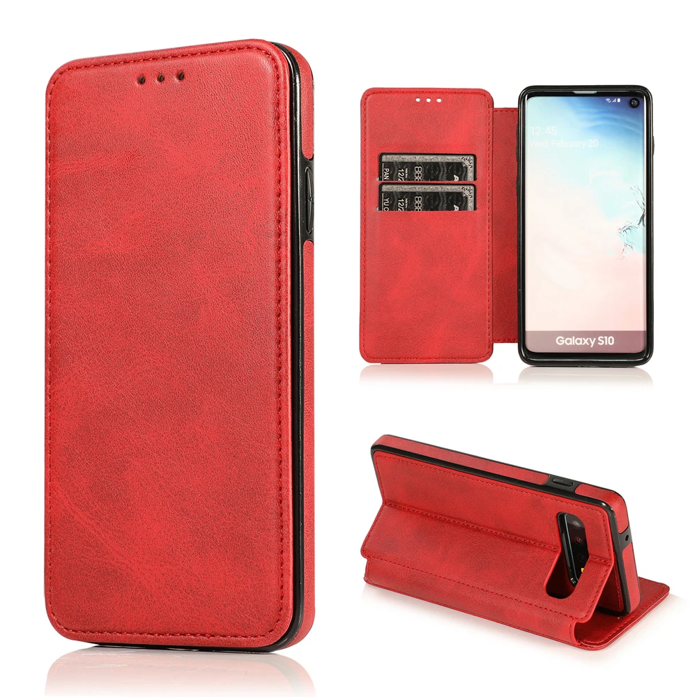 S10 S10+ Магнитный Премиальный кожаный чехол-книжка чехол для samsung Galaxy S10e с держателем для карт Стенд чехлы для телефонов