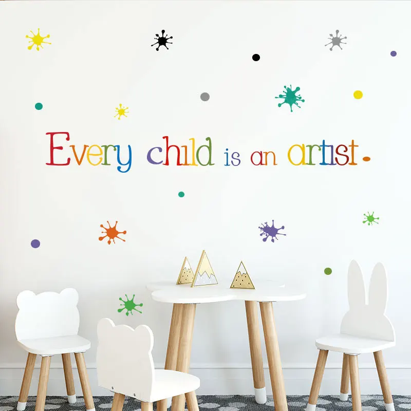 

DIY Every Child Is An Artist Pablo Picasso Quote Vinyl Wall Sticker Kids Room Playroom Words Letters Sticker Removable Wallpaper