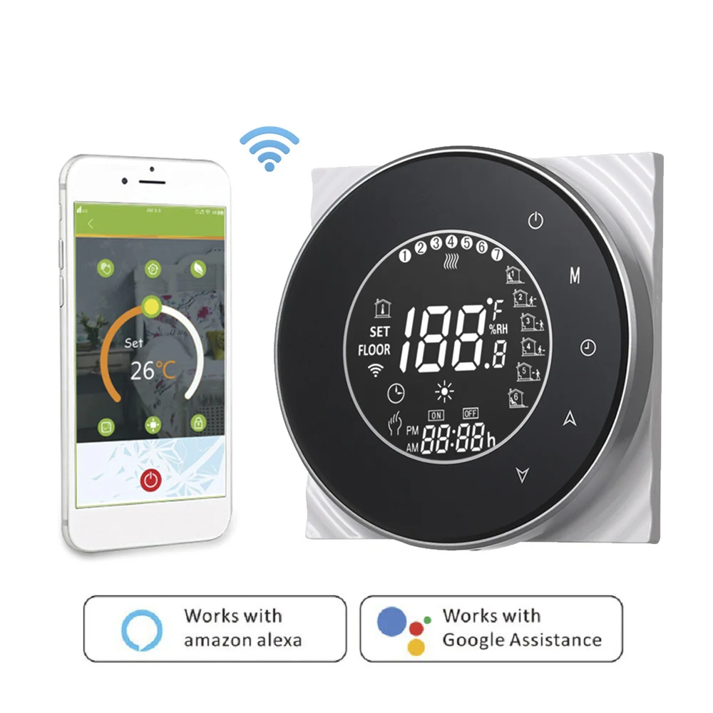 BHT-6000-GCLW Water/Gas Boiler Thermostat Backlight WIFI Weekly Programmable LCD Touch Screen Works with Alexa Google home | Обустройство