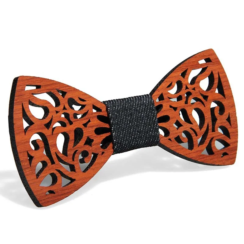 

YISHLINE New Paisley Wooden Bow Tie Men's Plaid Bowtie Wood Hollow carved cut out Floral design Fashion Novelty ties