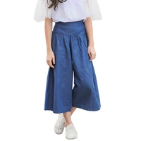 girls jeans solid trousers for kids loose pants for girls wide leg pants for children cotton bottoms teenagers denim pants skirt