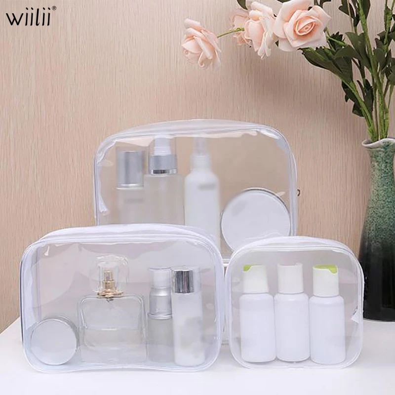 Прозрачная сумка для хранения из ПВХ переноски сумки на молнии макияжа мытья