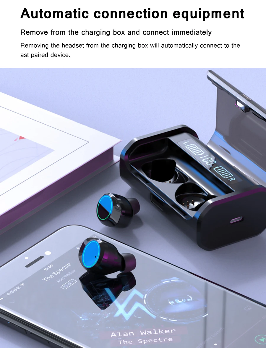 Bluetooth наушники G06 TWS с глянцевым внешним видом 9D бас объемный водонепроницаемый гарнитура удобные безболезненные беспроводные наушники