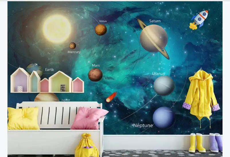 Современные креативные фотообои 3D Ручная роспись Космос Вселенная детская