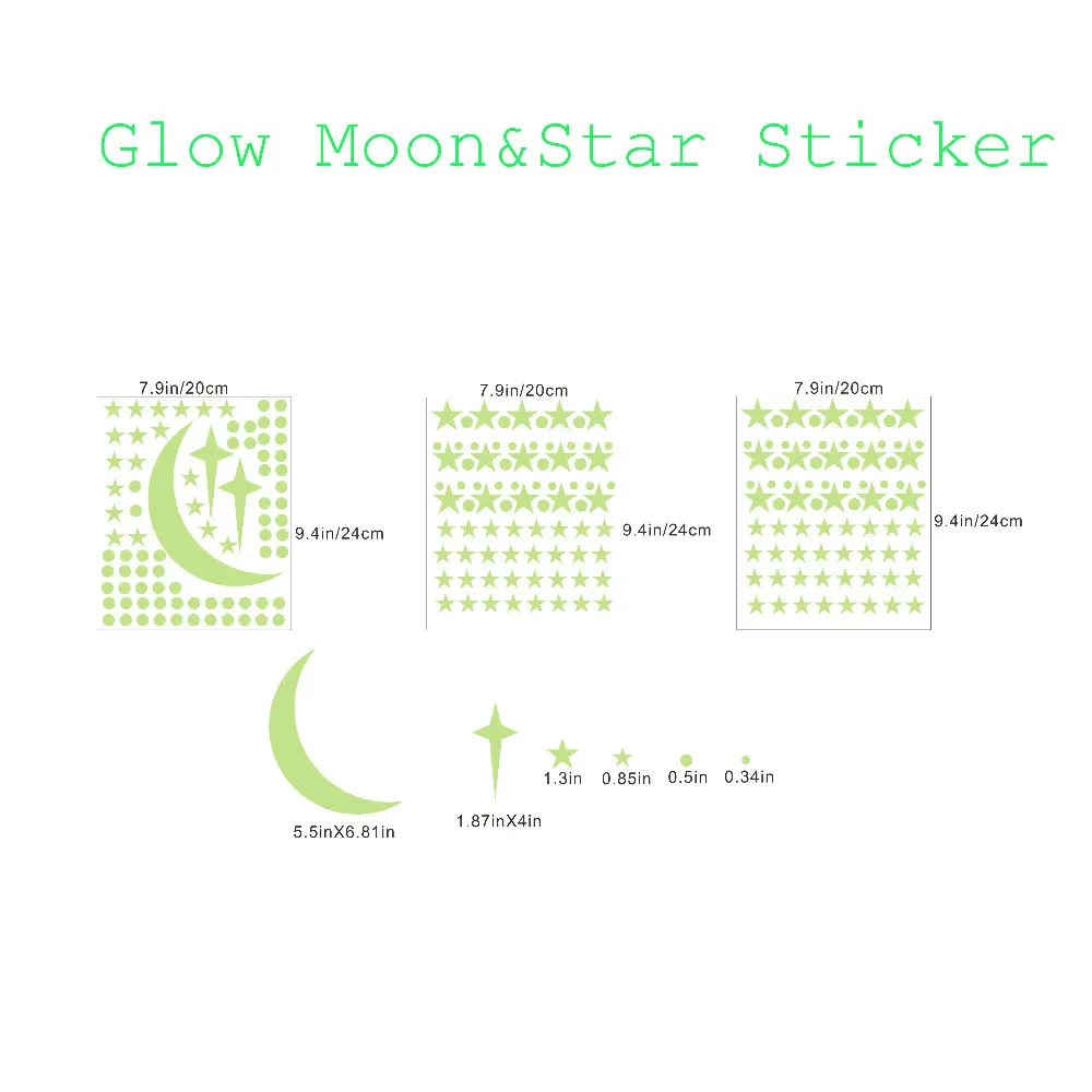 

new Luminous carved stars moon dots crosses fluorescent stickers decorative wall stickers for children's rooms and bedrooms