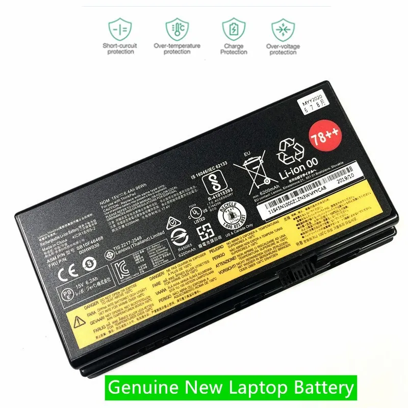 

HKFZ New battery 78+ SB10F46468 00HW030 For Lenovo Thinkpad P70 P71 P72 01AV451 4ICR18 / 65-2 Genuine Laptop battery 15V 96Wh
