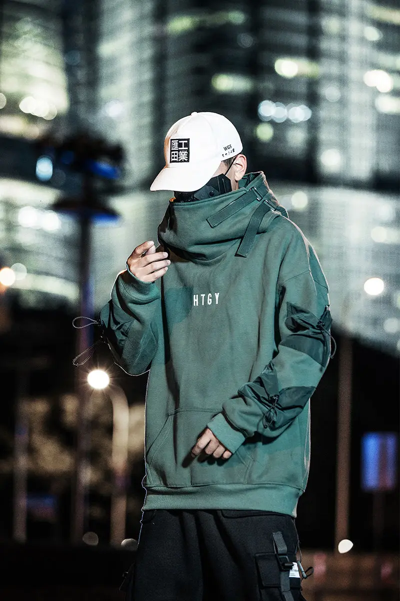 

Best Ins Hip Hop Harajuku Fashion Streetwear Hoodie Men's Embroidered Turtleneck Pullover Velvet Free Shipping Big Yards Clothes