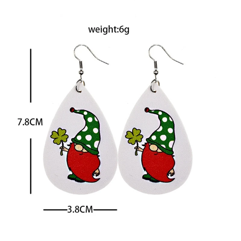 

12 Pairs St-Patricks Day Gnome Faux Leather Earrings Bulk Teardrop Earrings Kit 83XF
