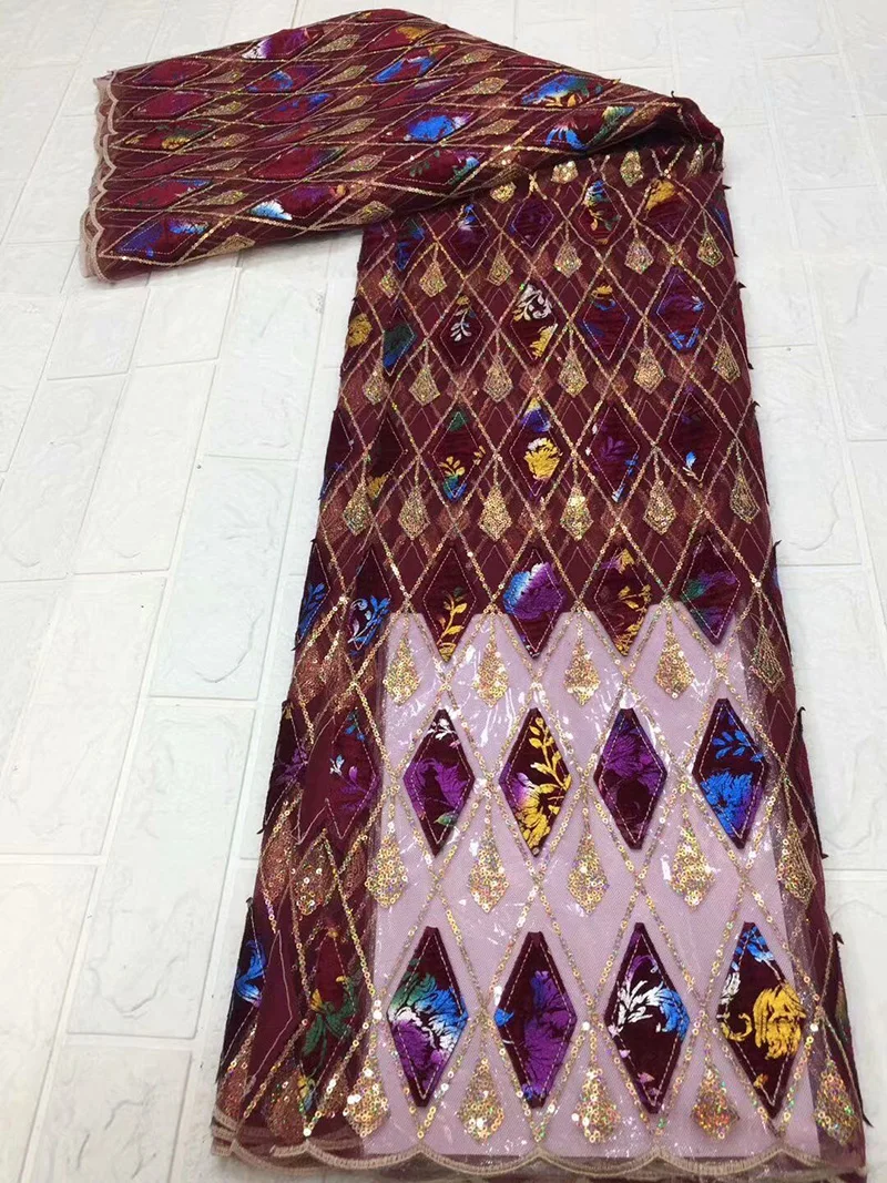 

Женское платье, французский сетчатый кружевной материал, бриллиантовый узор с золотыми блестками ADP59, самая популярная африканская бархатн...