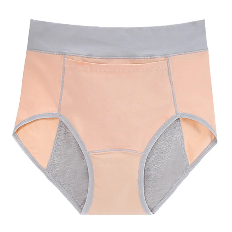 Большой Размеры Высокая талия периода трусики для женщин менструации Хлопковые