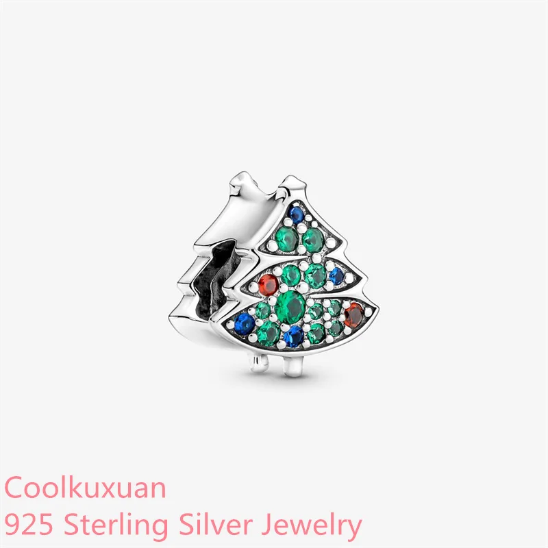 

2021 Winter 925 Sterling Silver Christmas Tree Charm beads Fits Original Pandora bracelets Jewelry Making