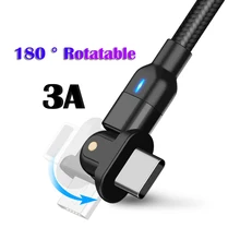 Кабель Micro USB Type C с поворотом на 180 градусов для Samsung Huawei Xiaomi