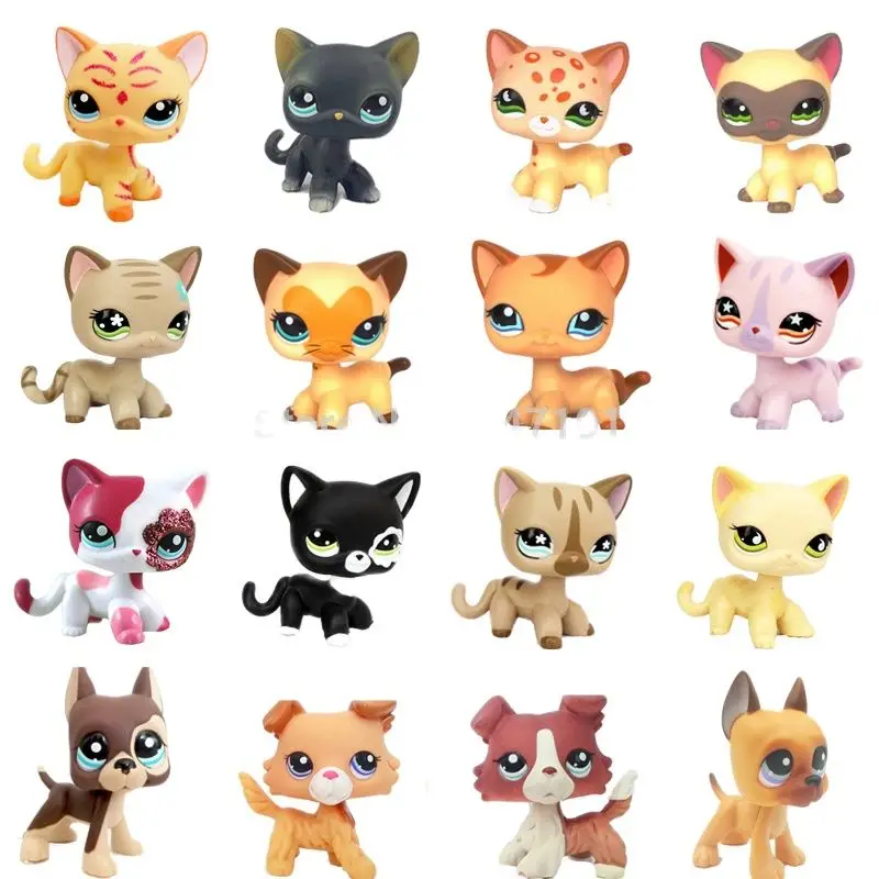 

real rare pet shop cute toys mini short hair cat white pink yellow tabby 2291 391 dog collie great dane dachshund old version