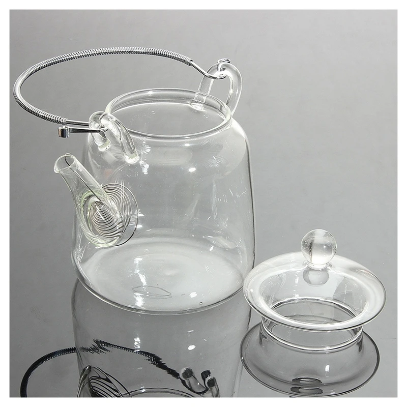 

Elegant Glass Teapot Handle Heat Resistant For Blooming Oolong Black Tea 350ml clear