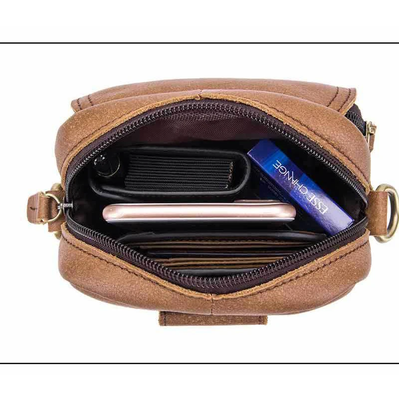 

Small Genuine Leather Men's Shoulder Bag Mini Cowhide Leather Crossbody Bags Fashion Handbags Leather Man Messenger Bag