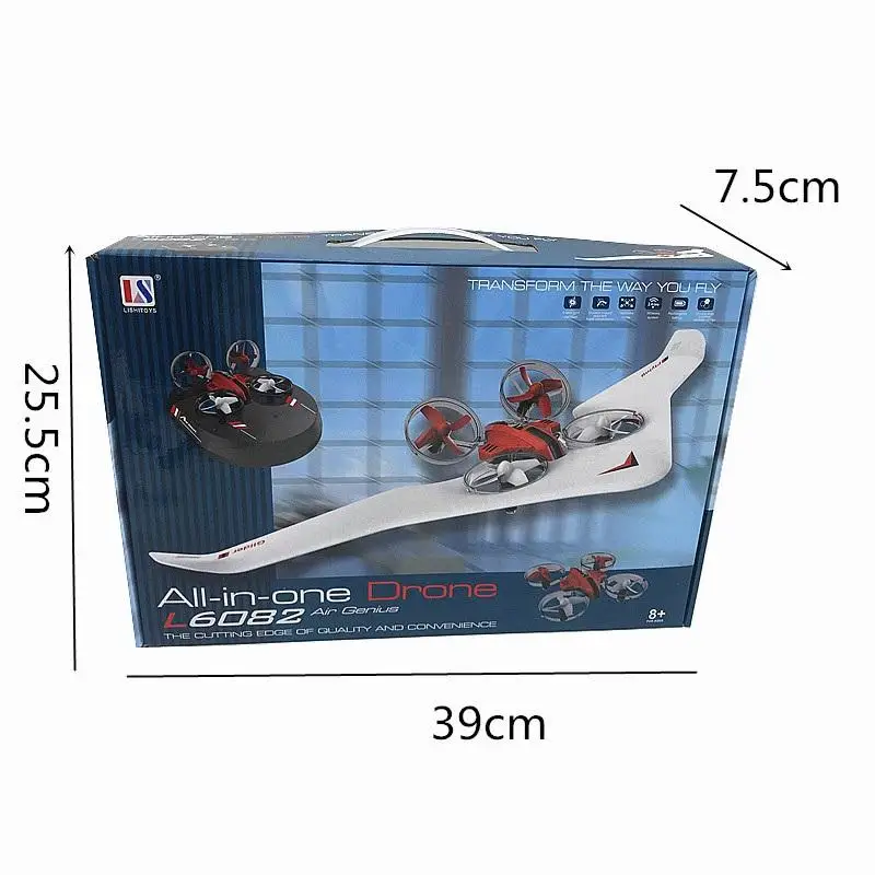

AMYGOJJ Kids DIY Fixed Wing 3 In 1 RC Glider Model Toy Electric 2.4G Land Sky Mode RC Drone Hovercraft