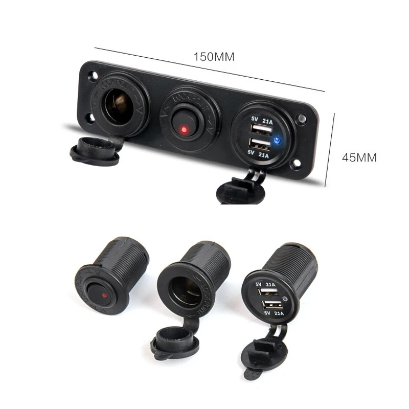 Водонепроницаемое зарядное устройство с двумя USB-портами для прикуривателя 4.2A |