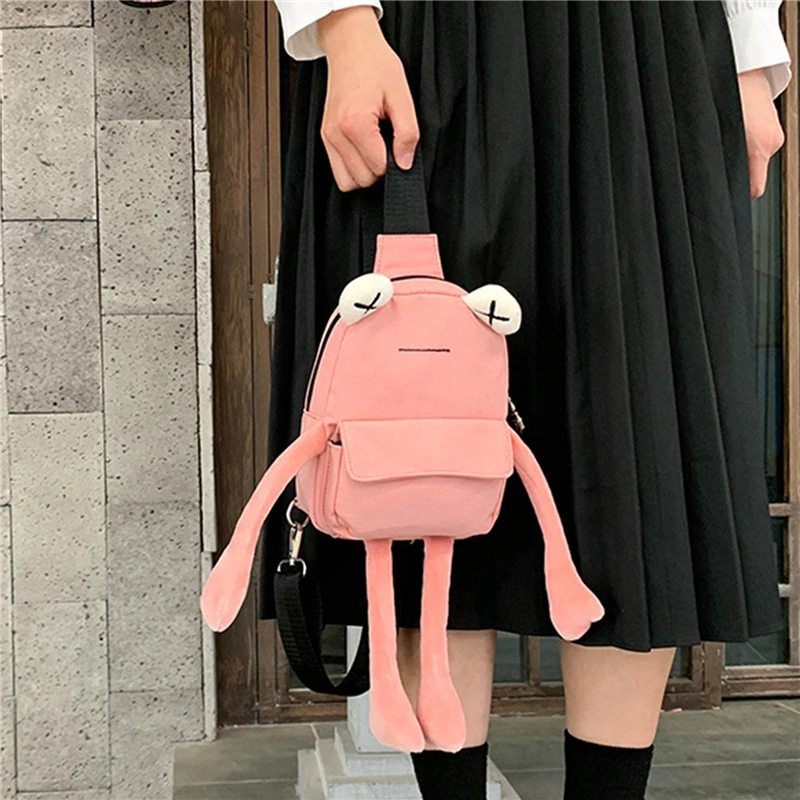 new personality girl small bag tide cartoon cute frog casual messenger bag chest unisex shoulder crossbody women bag wholesale free global shipping