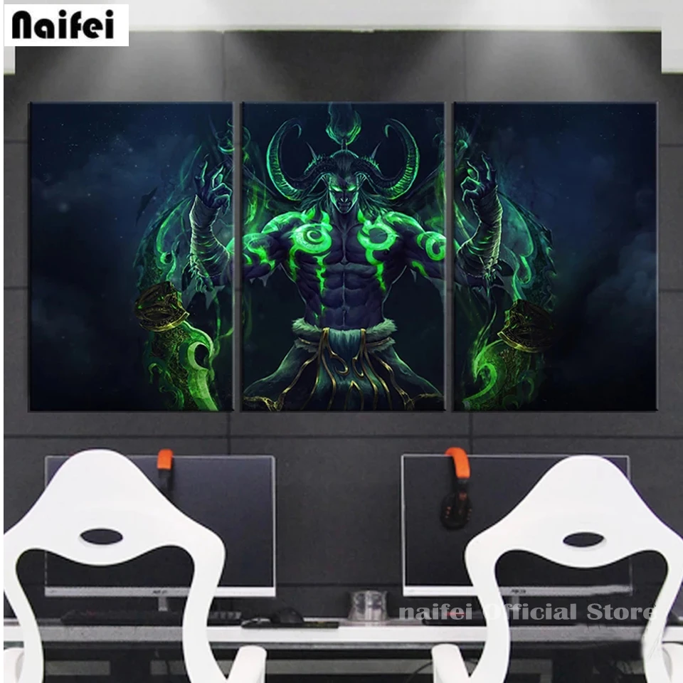 

5d Diy Diamond Painting 3Pcs Anime Game Characters Full Sqaure Round Drill Cross Stitch Embroidery Rhinestone Mosaic Home Decor