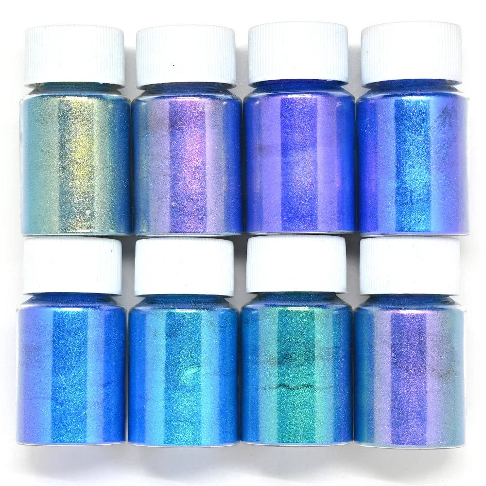 

8 Colors/lot Chameleon Pigment Nail Art Pearl Powder Auroras Effect Mirror Laser Epoxy Chrome Resin Mineral Makeup Dust Te#79