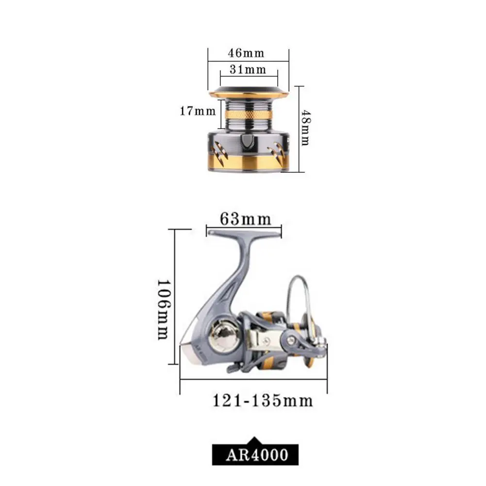 

Hot sale Spinning Fishing Reel High Performance 2BB 5.2:1 Gear Ratio Spool 12KG Max Drag Aluminum Spool lightweight Fishing Coil