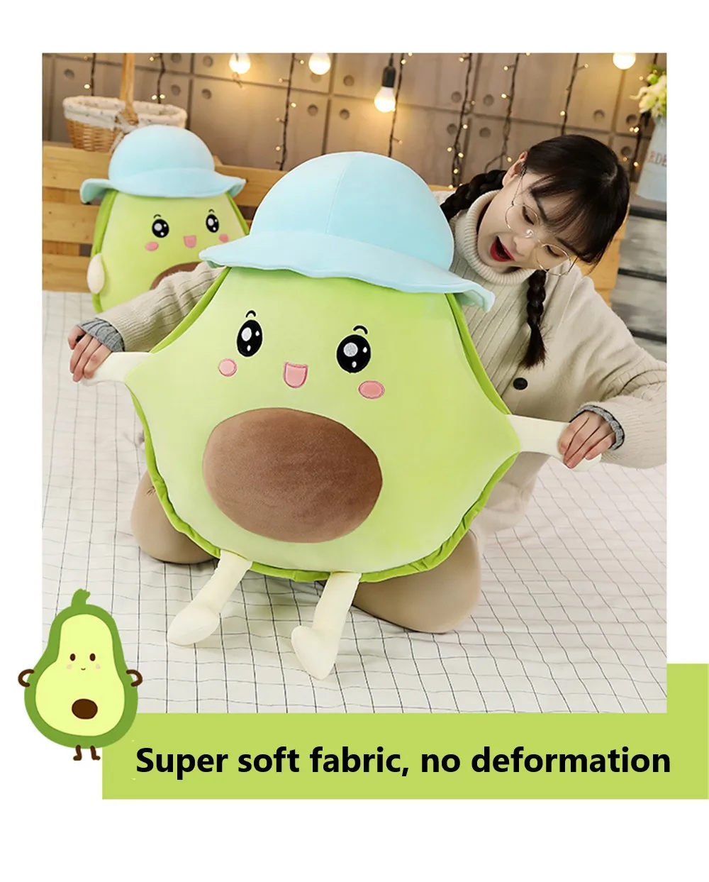 

Lovely Fruit Avocado Body Pillow Squishmallow Back Support Cushions Decorative Comfortable Nap Pillow For Office For Home Decor