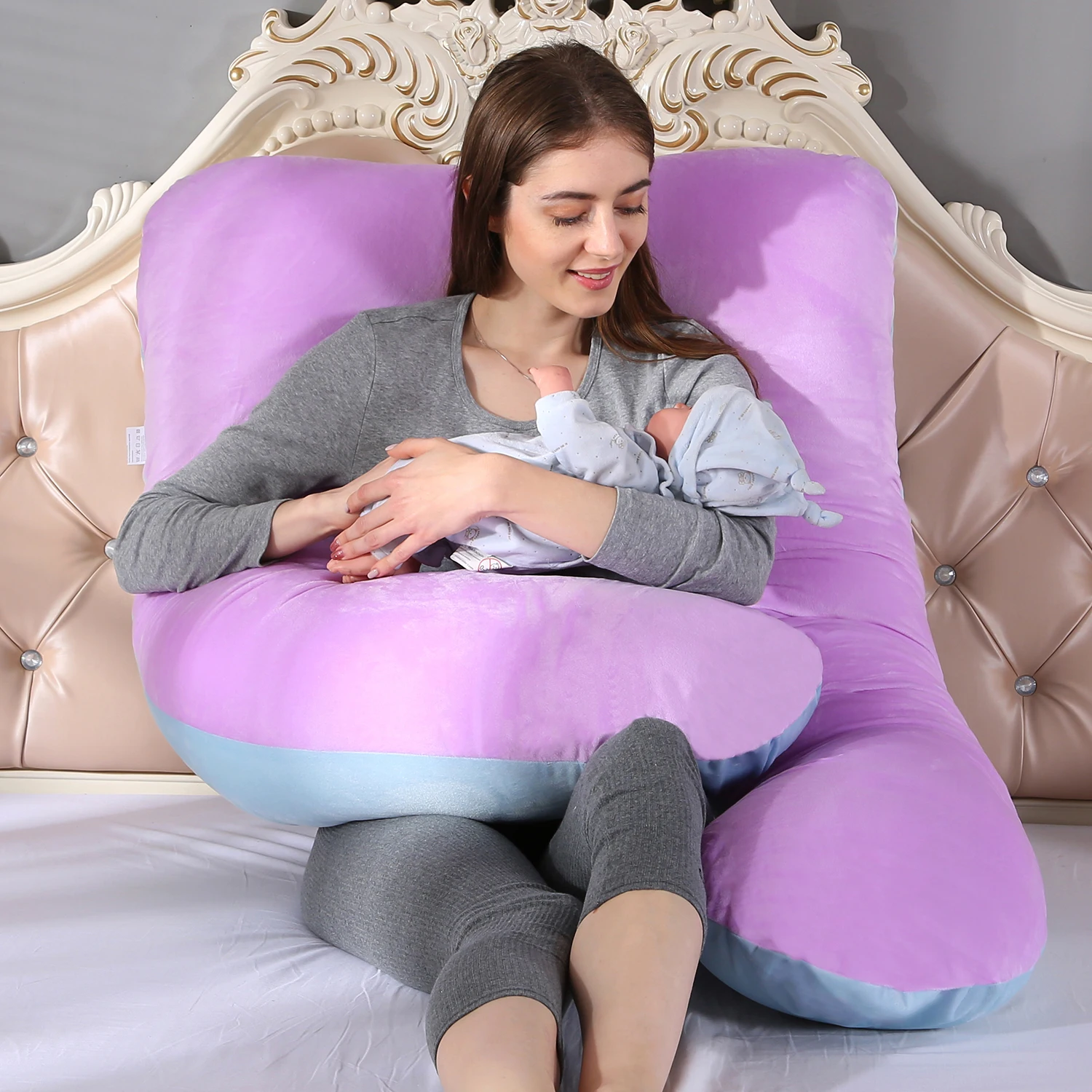 Almohada de maternidad gigante para mujeres embarazadas, coj&iacute;n suave y c&oacute;modo para dormir, cuerpo completo-1