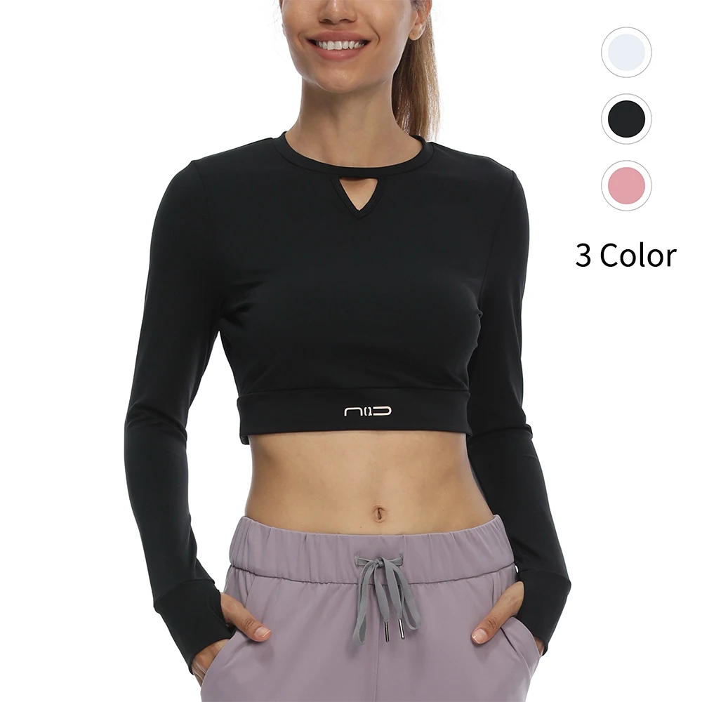 

Women Fitness Yoga Top Sports Seamless Gym Running Sportswear Quick Dry Long Sleeve Crop Yoga Top Shirts High Elastic