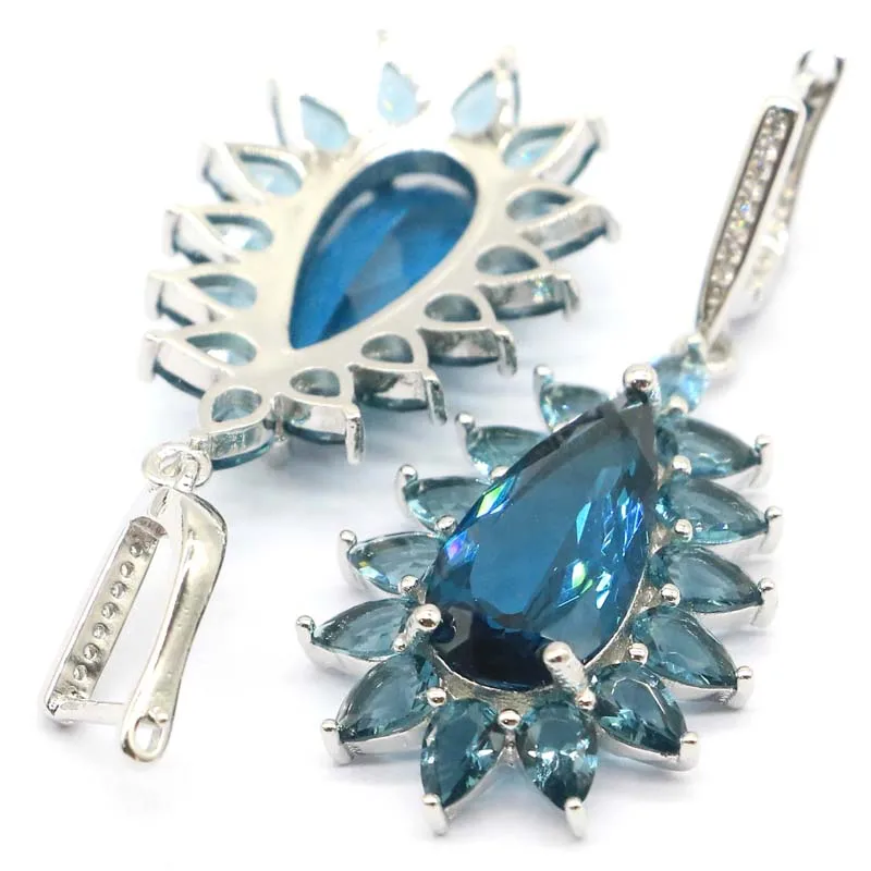 51x23 мм Изящный Тонкий резной сверкающий темно Лондонский голубой топаз для