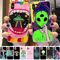 trippy tie dye peace alien phone case for iphone 13 8 7 6 6s plus x 5s se 2020 xr 11 12 pro xs max