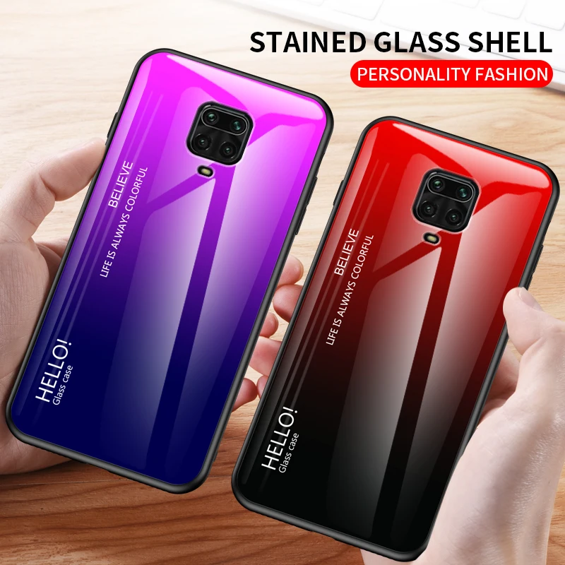 Градиентный чехол из закаленного стекла для Xiaomi Redmi Note 9S 9 Pro телефона с