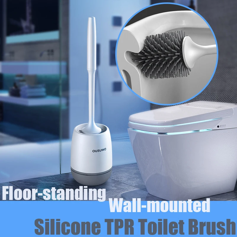 

NEW TPR silicone Toilet Brush Floor-standing Wall-mounted Base Cleaning Brush For Toilet WC Bathroom Accessories Set household