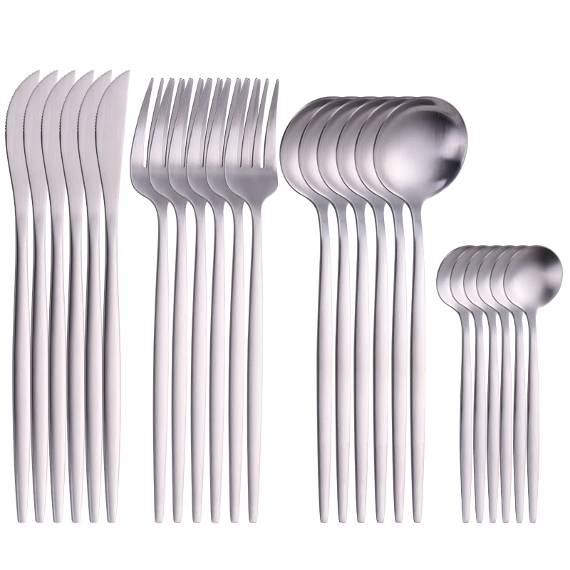 

Dinnerware Stainless Steel Tableware Set Silver Flatware Kitchen Utensils Spoon Fork Knife Set Wedding Dinner Service Cutlery