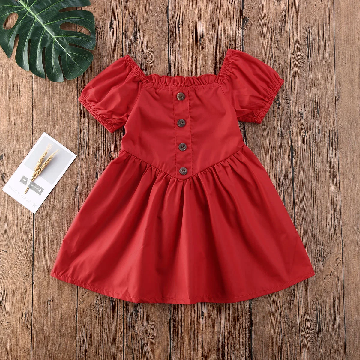 1-4Y Princess Dress Toddler Baby Girls Ruffles Sleeve Off Shoulder Red Pageant Wedding Party Dresses | Детская одежда и обувь