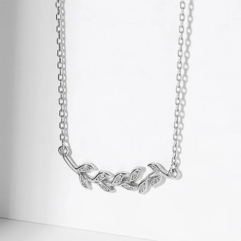 

Fashion Simple Zircon Leaf Pendant Necklace Women's Wedding Engagement Jewelry Accessories Birthday Valentine's Day Gift